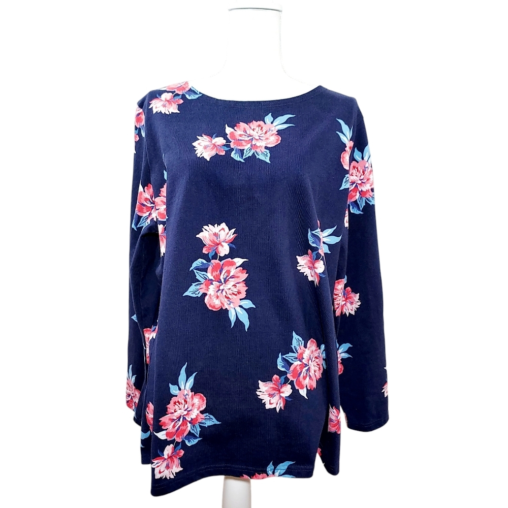 Joules navy pink floral Harbour top 20